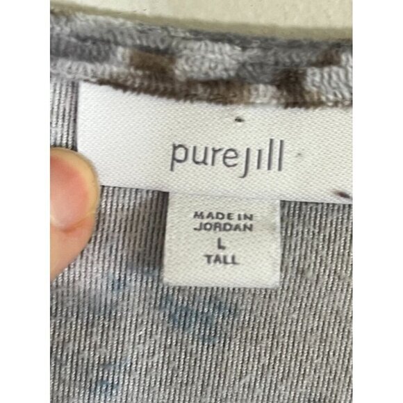 J Jill Sweater Women LT Gray Floral Tunic Boho Western Neutral 80s Retro Classic - Picture 2 of 11